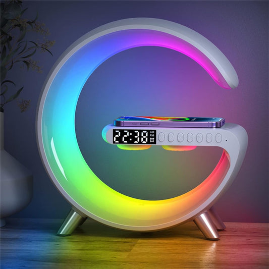 Altavoz Bluetooth 3 en 1 con cargador inalámbrico y lámpara LED